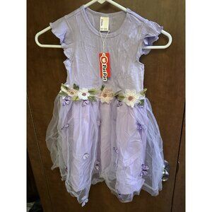 PATPAT Girl's Christmas Dress, Sleeveless Tulle Floral Embroidery, 5-6